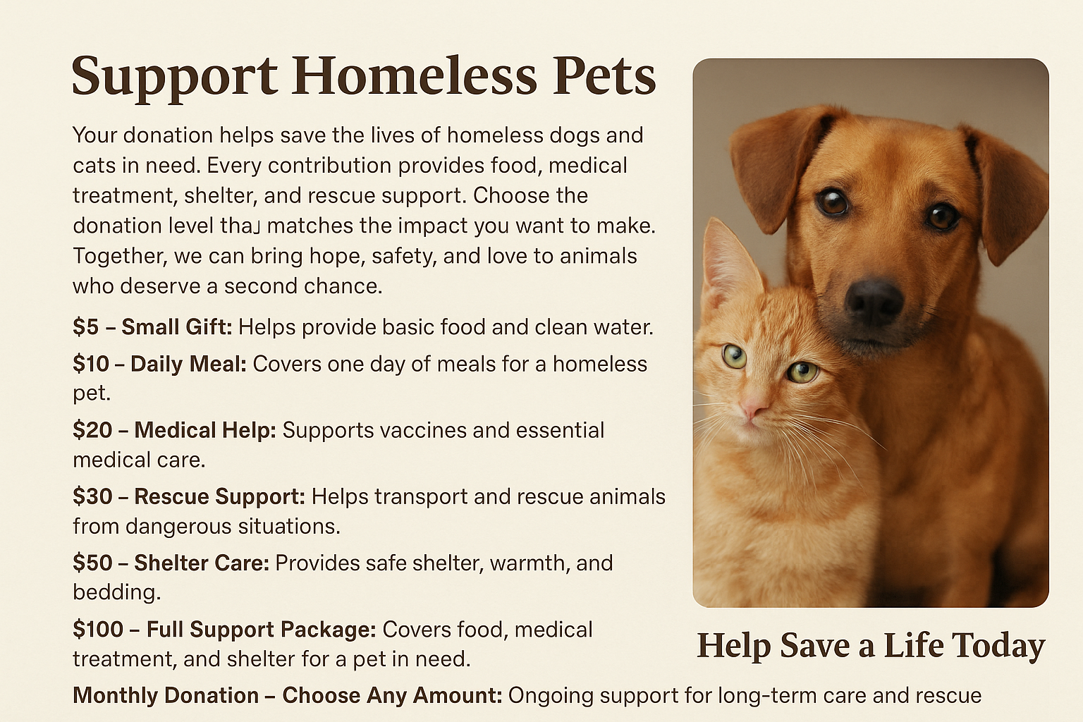 Support a Pet in Need